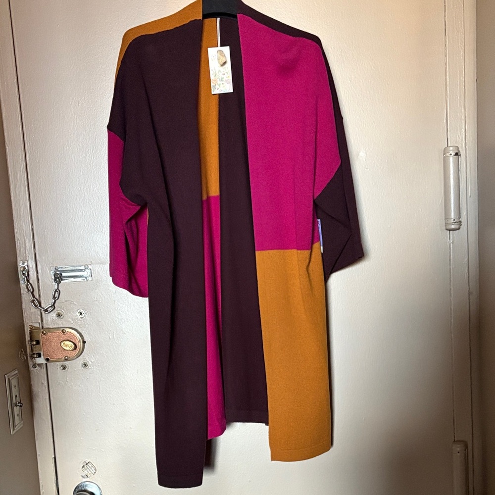 Johnny Was Colorblock Wool/Cashmere Cardigan Sweater